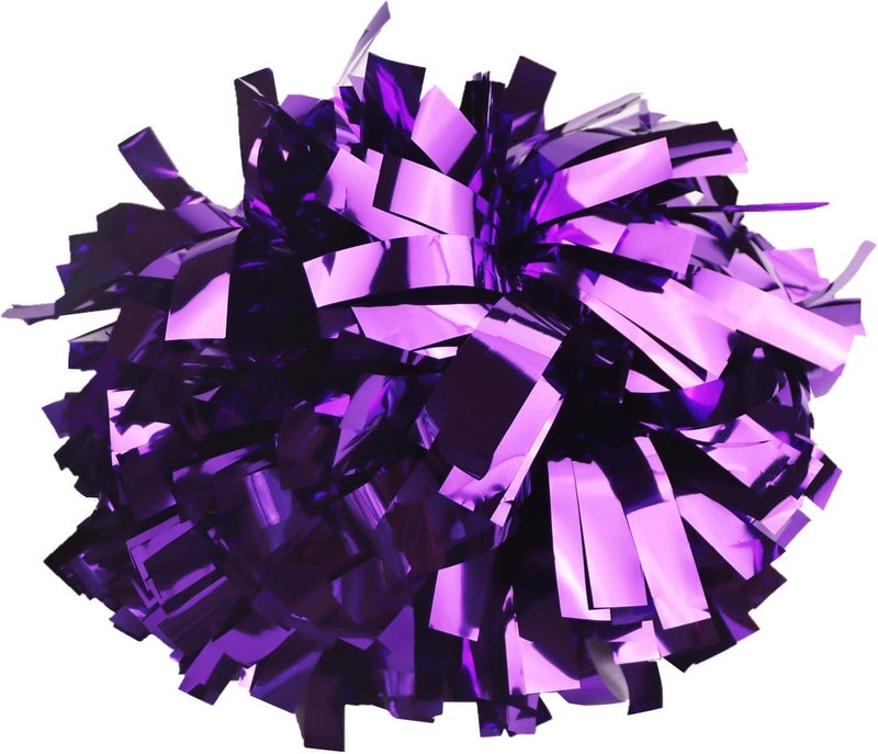 GUIFIER 2 Pack 6 Inches Metallic Cheerleading Pom Poms, Cheer Pom Pom with Baton Handle, Pompoms Cheerleader for Kids Girls Cheering Squad - Image 1